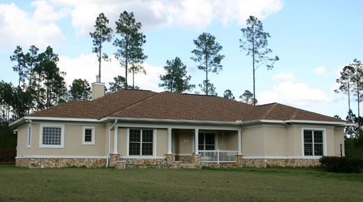 lake city florida architects, single story custom home design, stucco and stone exterior